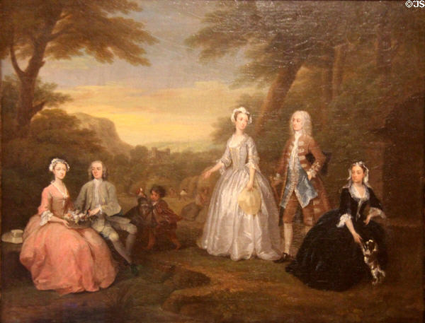 The Jones Family Conversation Piece painting (1730) by William Hogarth at National Museum of Wales. Cardiff, Wales.