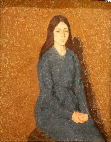 Girl in a Blue Dress painting (c1914-5) by Gwen John at National Museum of Wales. Cardiff, Wales.