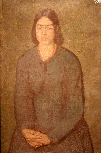 Girl in a Green Dress painting (1910s- early 1920s) by Gwen John at National Museum of Wales. Cardiff, Wales.