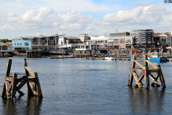 Popular entertainment area along Cardiff Bay. Cardiff, Wales.