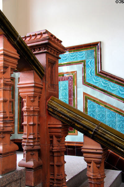 Staircase in the Pierhead building at Cardiff Bay. Cardiff, Wales.