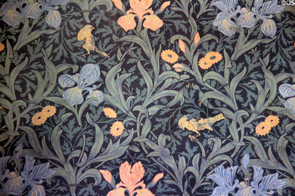 William Morris wall paper, called Iris (1887), in Keep suite at Penrhyn Castle. Bangor, Wales.
