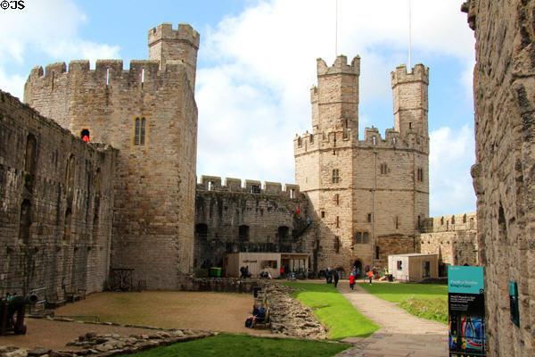 Inner courtyard at Caernarfon Castle. Caernarfon, Wales.