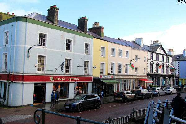 Buildings along Castle Ditch. Caernarfon, Wales.