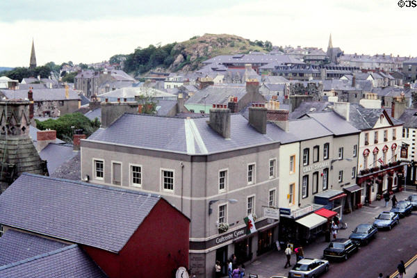 View of Castle Ditch St from Castle. Caernarfon, Wales.