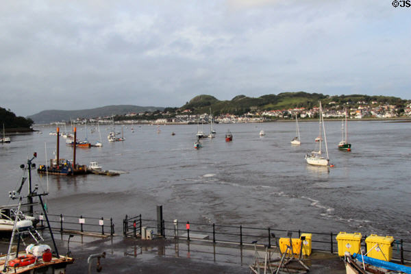 Boats in Conwy harbor. Conwy, Wales.