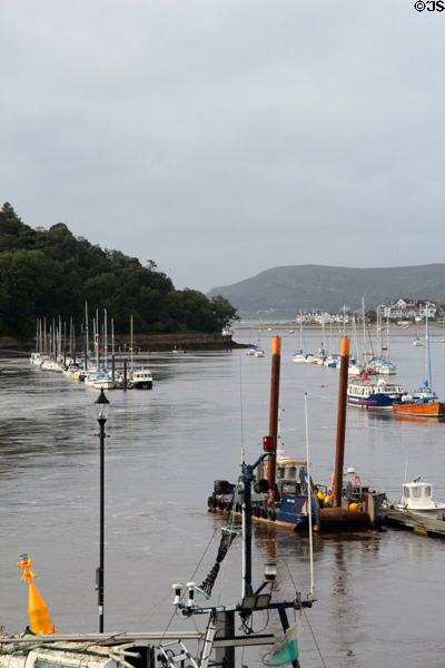 Working & pleasure boats in Conwy harbor. Conwy, Wales.