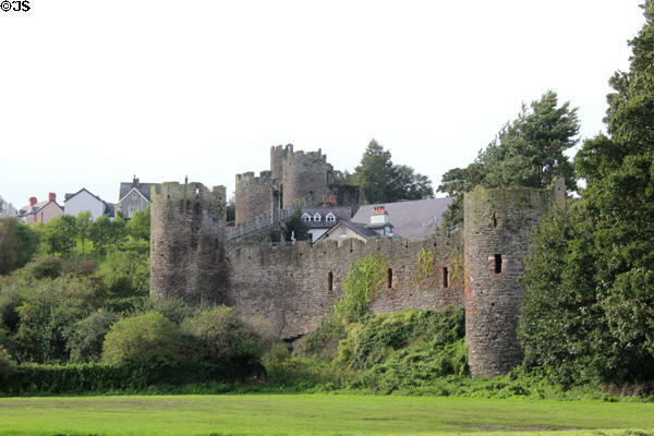 Ancient wall and towers old town. Conwy, Wales.