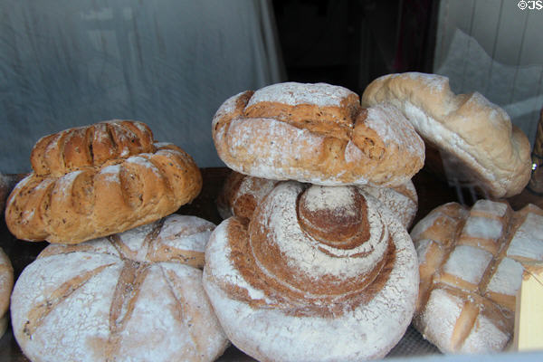 Bakery window display. Conwy, Wales.