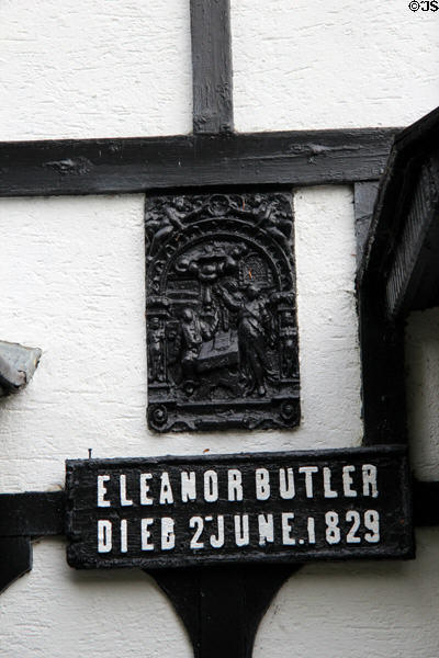 Memorial plaque to Eleanor Butler, one of the two Ladies of Llangollen who transformed Plas Newydd. Llangollen, Wales.