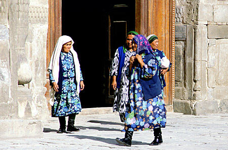 Women at Registan in Samarkand. Uzbekistan.