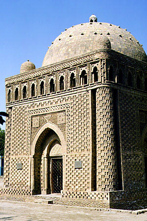 Samanid Mausoleum in a park in Bukhara. Uzbekistan.