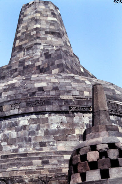 Major closed central stupa on top of Borobudur. Indonesia.