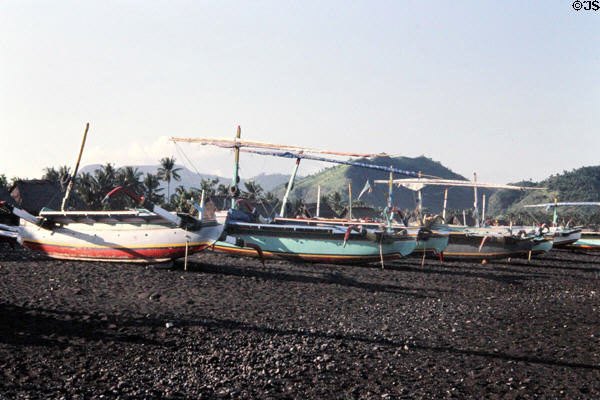 Boats on beach at Kusamba fishing village. Bali, Indonesia.