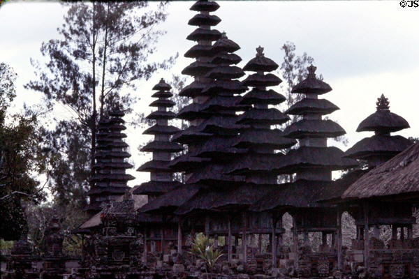 Multi-level Meru roof of temples. Bali, Indonesia.