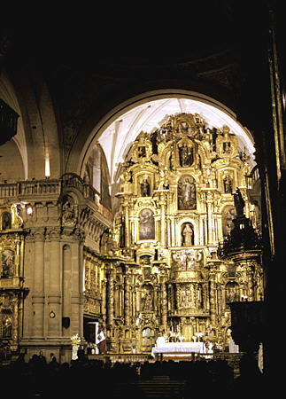 Gilded altar of La Compaña, Cusco. Peru.