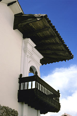 Balcony of Archbishop Palace Museum, Cusco. Peru.