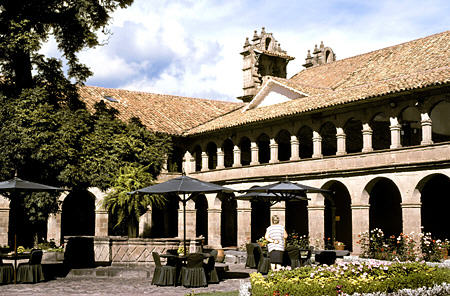 Cloister of Hotel Monasterio in Cusco. Peru.