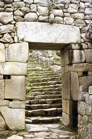 Gate with rings to tie door in place in main city of Machu Picchu. Peru.