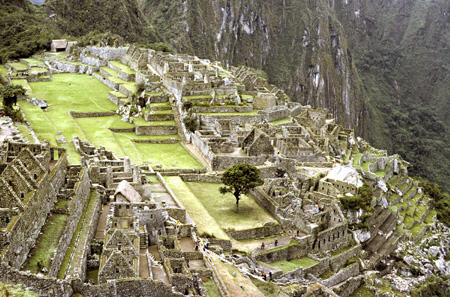View of Machu Picchu from near hut of caretaker. Peru.