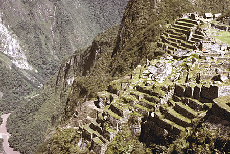 Machu Picchu site, Urubamba Valley & western slope. Peru.