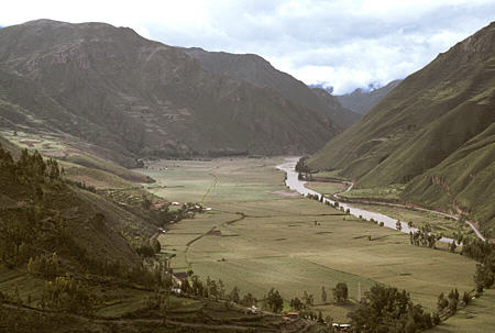 View of Sacred Valley with Urubamba River. Peru.