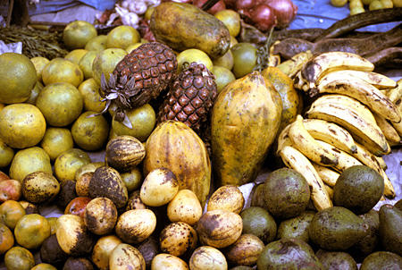 Fruit for sale at market, Pisac. Peru.