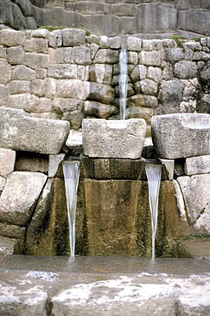 Tambo Machay in Cusco, Incan structure to protect a spring. Drinking from upper area gives eternal youth, from lower area causes twins. Peru.