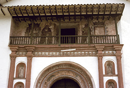 Detail of village church in Oropesa. Peru.
