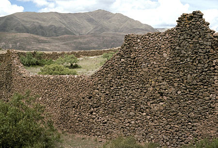 Outer walls of Wari (Huari) pre-Incan site (c 450 AD) in Piquillacta. Peru.