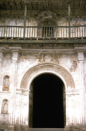 Fresco around door of St Peter's Jesuit Church (1572) in Andahuaylillas. Peru.