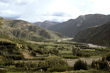 Vilacanota River Valley becomes Urubamba River. Peru.