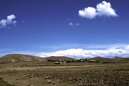 Typical farm country landscape near Puno. Peru.