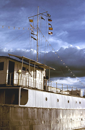 M.S. Yauari moored off Hotel Sonesta Posada del Inca in Puno. Peru.