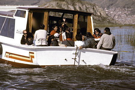Tourist boat on Lake Titicaca. Peru.