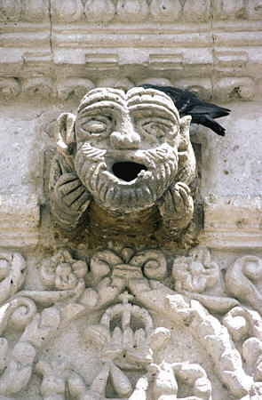 Detail of carving in former cloister of La Compañia, Arequipa. Peru.