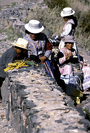 Local craft sellers in Colca Canyon. Peru.