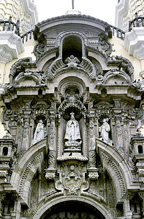 San Francisco Monastery exterior detail in Lima. Peru.