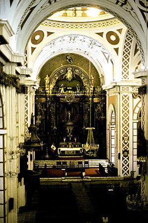 Church interior of San Francisco Monastery, Lima. Peru.