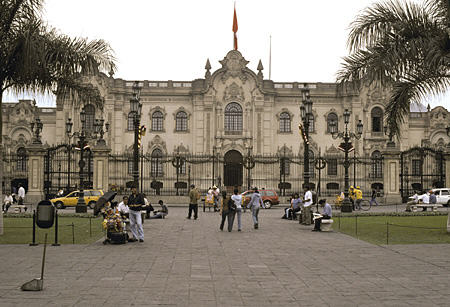 Presidential Palace in Lima faces Plaza Mayor. Peru.
