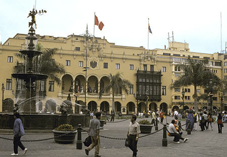 City Hall in Lima on Plaza Mayor. Peru.