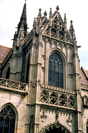 Gothic details Dom Sv. Alzbety (St Elizabeth's Cathedral), Kosice. Slovakia.