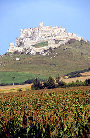 UNESCO world heritage site Spiš's'ky Hrad castle ruins sit above Sišske Podhradre near highways R547 & E50. Slovakia.