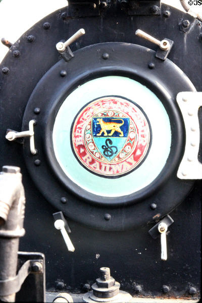 Front end of Bengal Nagpur Railway steam locomotive at Delhi railroad museum. Delhi, India.