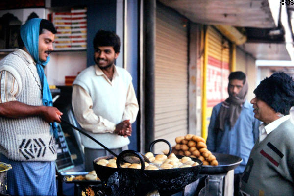 Food sellers on streets of Bikaner. India.