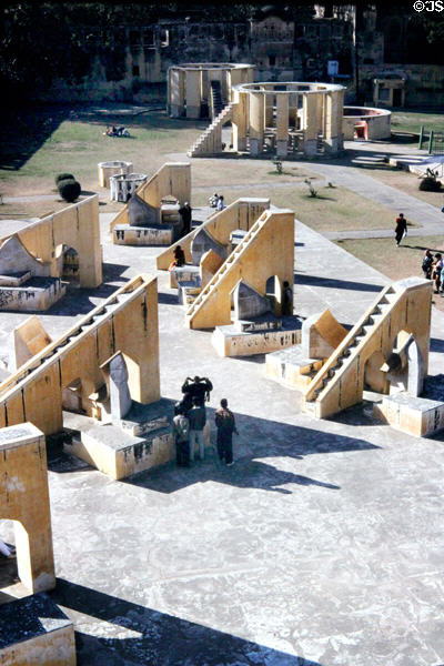Many stone observational instruments of Jantar Mantar Observatory in Jaipur. India.