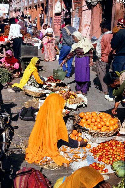 Selling produce in Jaipur. India.