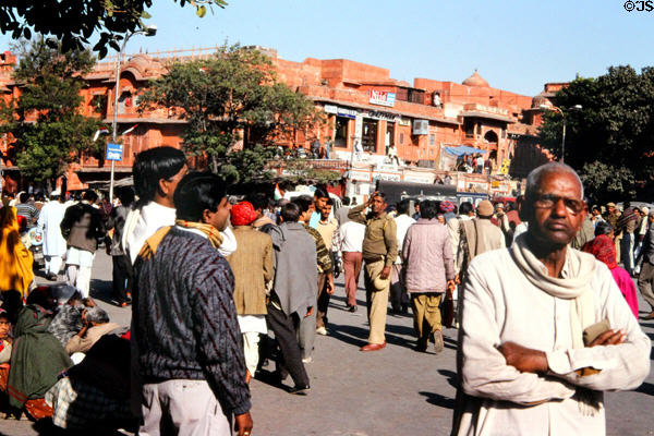 Crowded street in Jaipur, the pink city. India.