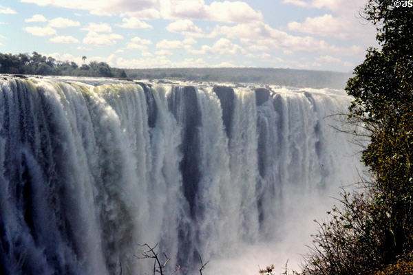 Victoria Falls seen from National Park rainforest. Zimbabwe.