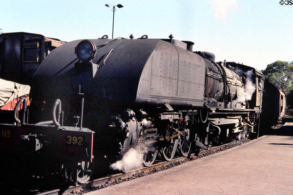 Steam locomotive 392 (Ithaka) of National Railways of Zimbabwe at Victoria Falls. Zimbabwe.